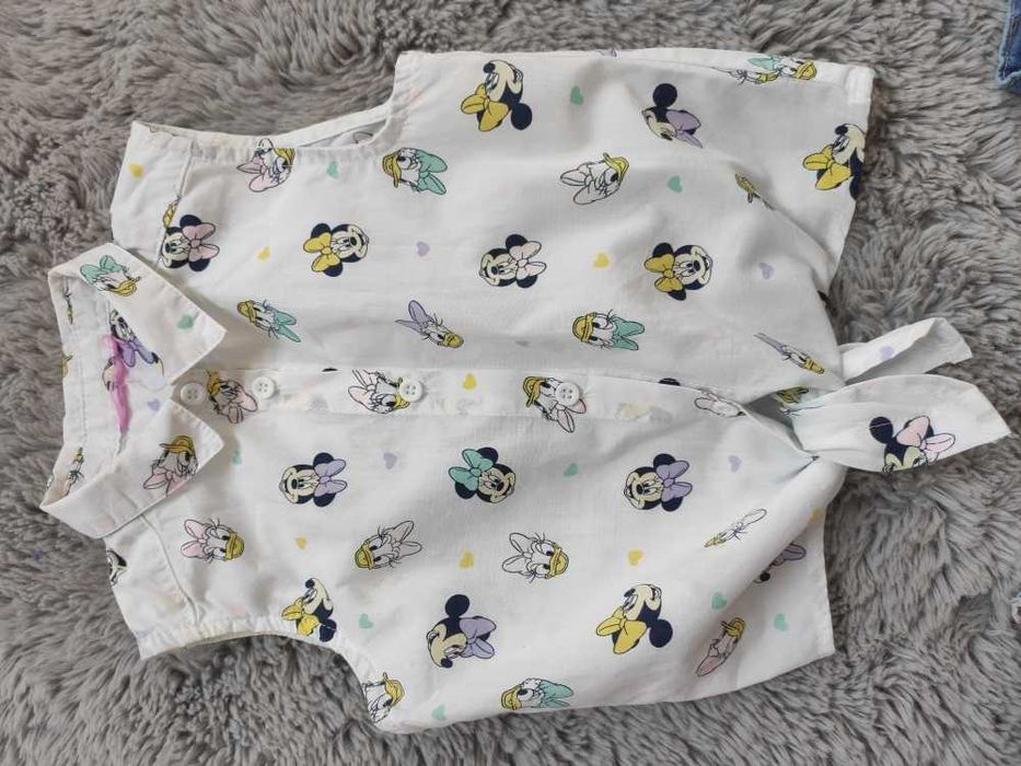 Koszula wiązana w pasie Minnie Daisy + jeansy 3/4 r. 98