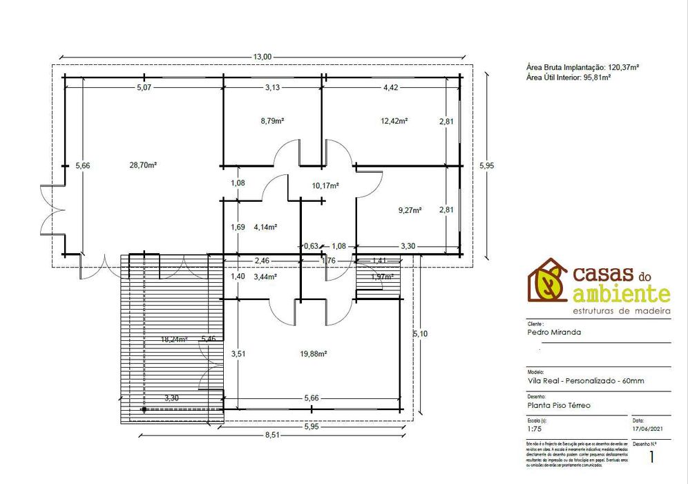 Casa de Madeira Vila Real 120m2 Instalação incluída