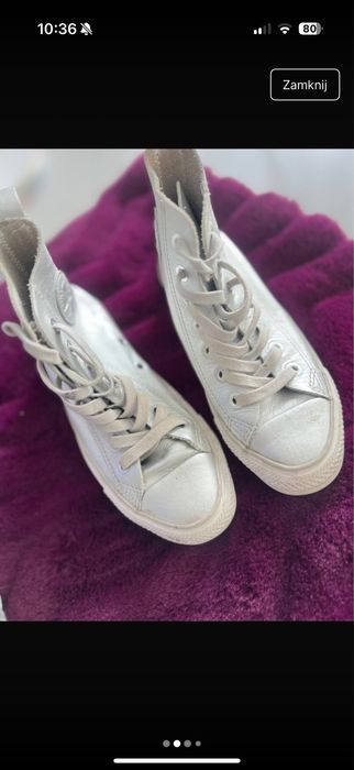 Trampki converse 35 srebrne wysokie