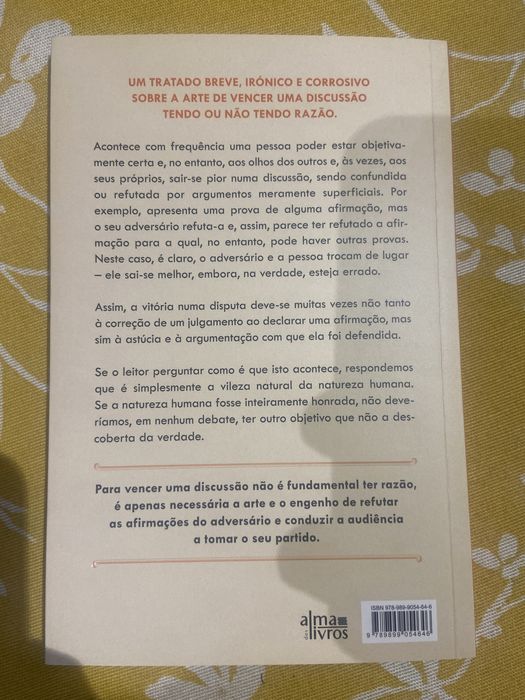 LIVRO A ARTE DE VENCER UMA DISCUSSAO SEM PRECISAR DE TER RAZAO