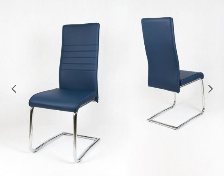 Granatowe krzesła na chromowanym stelażu ( 6 sztuk)