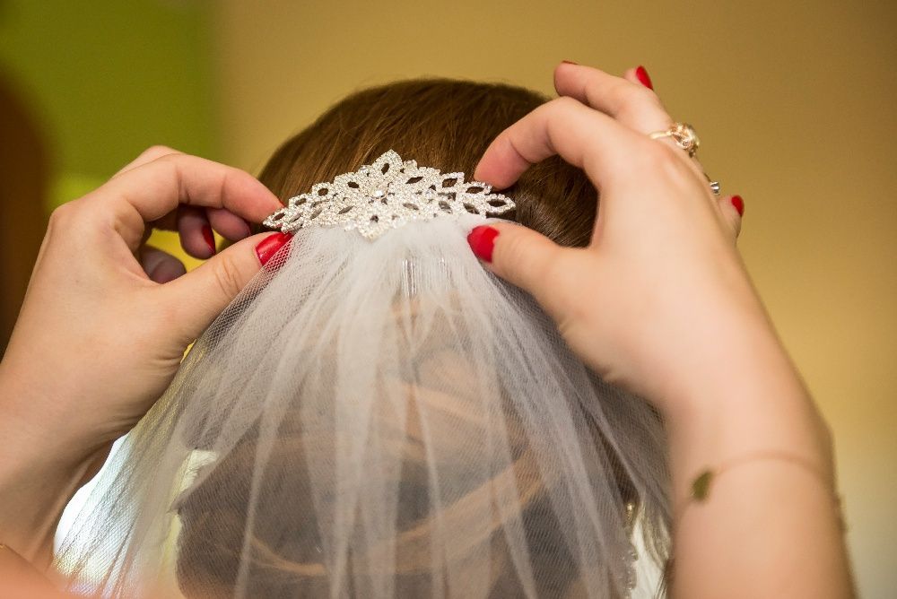 Grzebyk ślubny, ozdoba do welonu