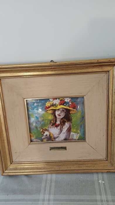 3 quadros réplica em porcelana esmaltada de uma obra de Renoir
