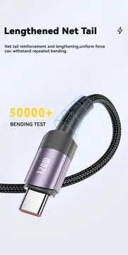 Nowy kabel USB-A do typu C 120 W, Długość 2m