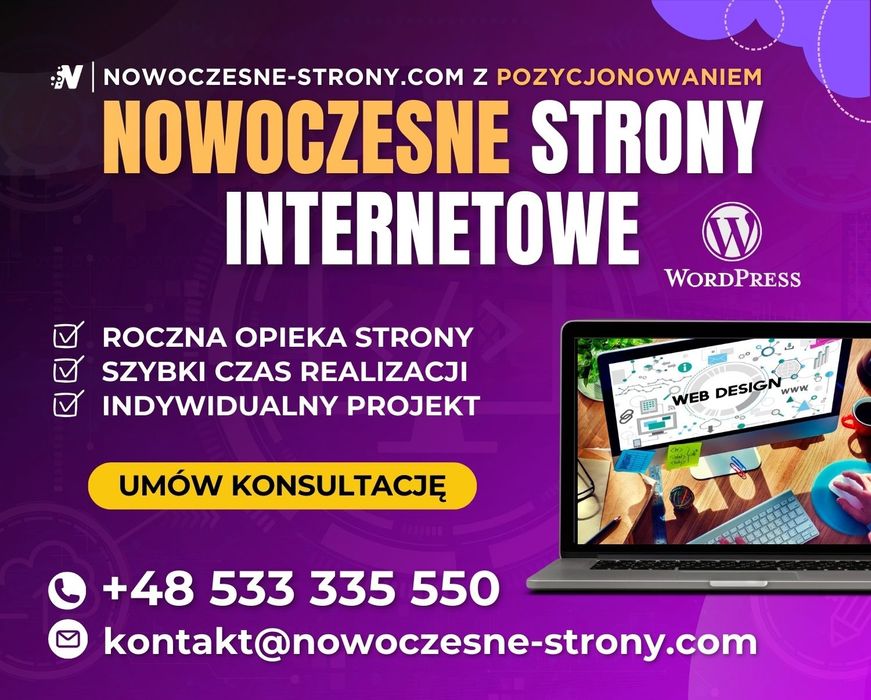 Nowoczesne Strony Internetowe | Strona WordPress z SEO + Opieka Strony