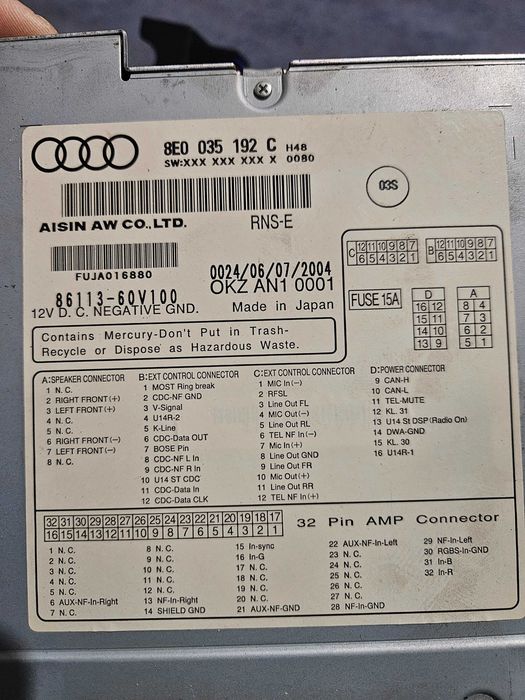 Nawigacja RNSE Audi Navigation Plus+ adapter WEFA