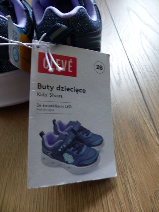 Adidasy Cleve buty sportowe rozm. 28, 17 cm, świecące