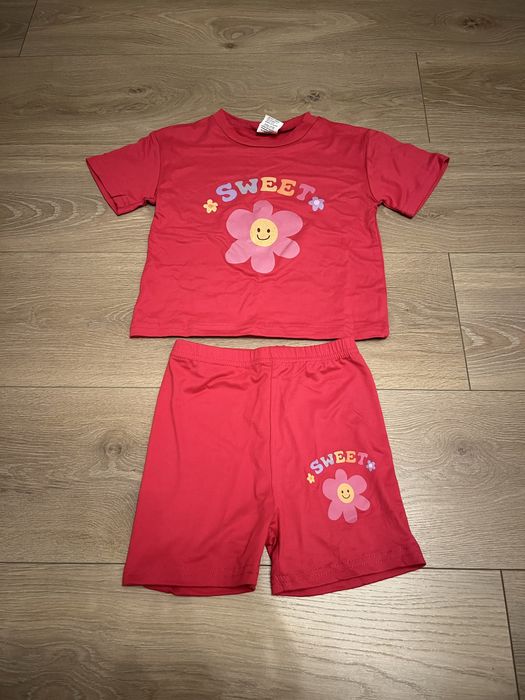 Zestaw komplet dziewczęcy krótkie spodenki tshirt koszulka 86-98cm 2-3