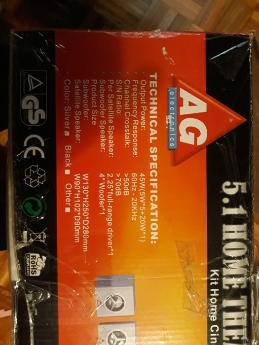 Sistema de som 5,1 colinas e sub home cinema