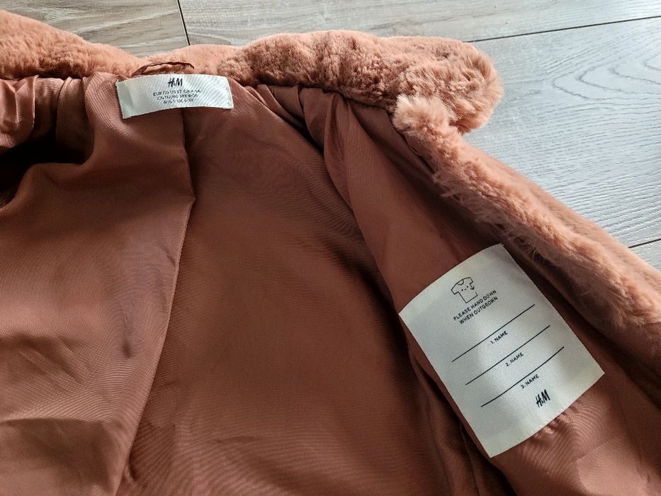 Kurtka futerko płaszcz dziewczęcy Miś 110 H&M brązowy