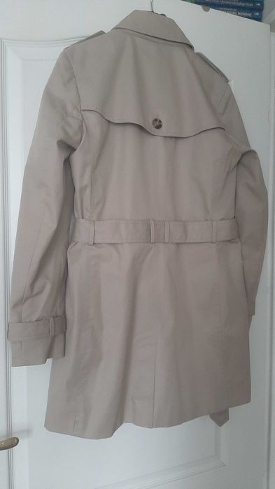 TOMMY HILFIGER r M przejściowy płaszcz trencz beżowy prochowiec krótki