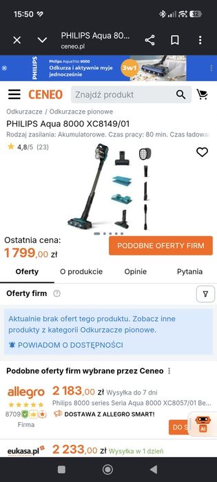 Odkurzacz myjący Philips Aqua 8000