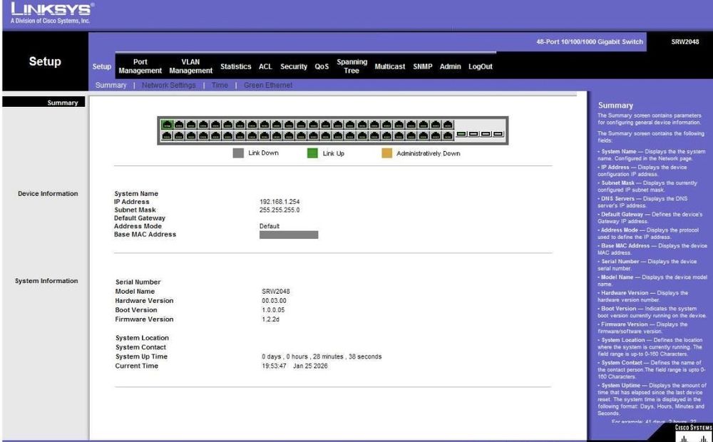Switch Cisco LinkSys SRW2048 | 1000Mbps | 1 Gigabit | 48 + 4 porty |