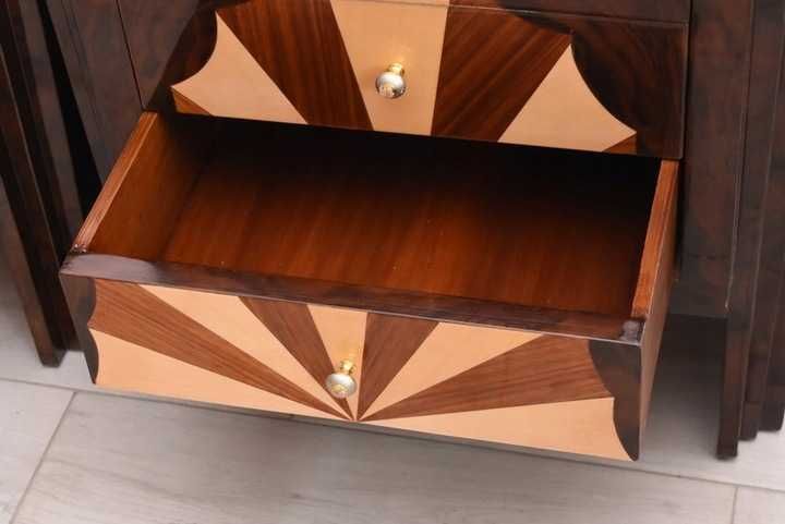 Geometryczne Stoliki Nocne Art Deco - Szafki Nakastliki Drewno