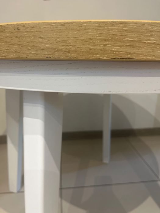 Stół drewniany 90 cm  biały/dąb craft
