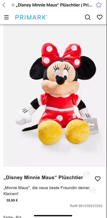 Мінні Минни Маус Мауз Minnie Mouse Primark Disney 48см
