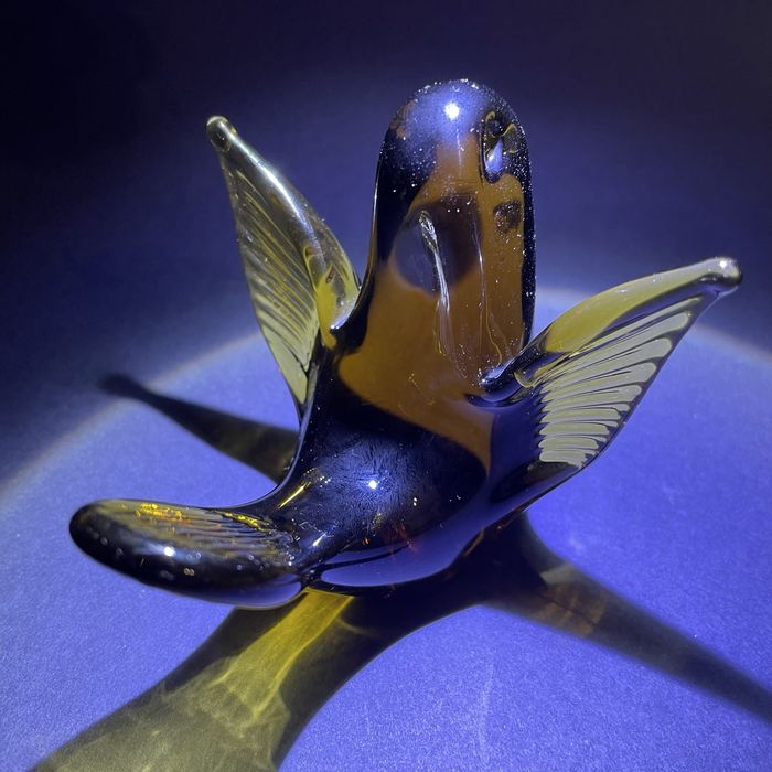 V. Nason & C.  Murano ptak jaskółka szklo szklana figurka bursztynowy