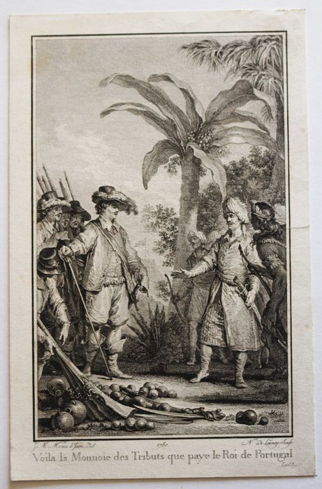Afonso de Albuquerque mostra a moeda do Rei de Portugal para pagar tributos