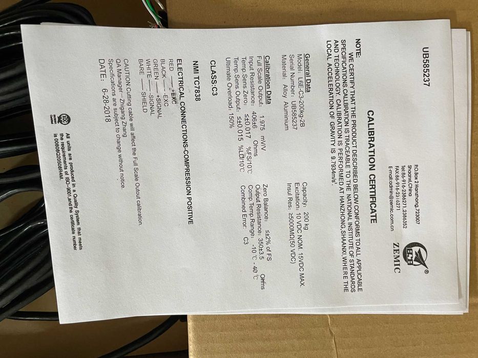 ZEMIC L6E C3 Load Cell 200Kg64552642708227122