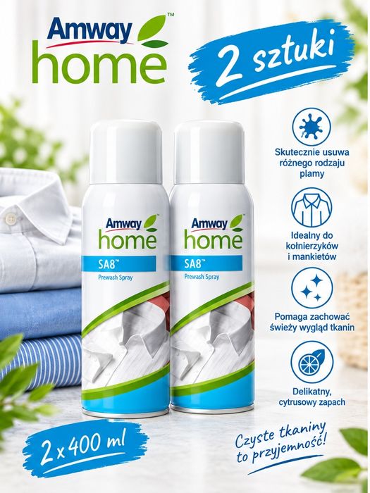 2 szt. Amway SA8 PreWash Spray 400 ml Odplamiacz przed praniem 110403