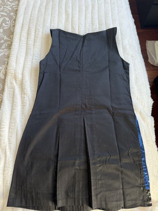 Vestido festa preto e azul com brinhantes tamanho S