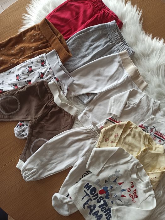 Zestaw paka 7x spodnie półśpiochy 3x bluza kaftaniki rozm 62