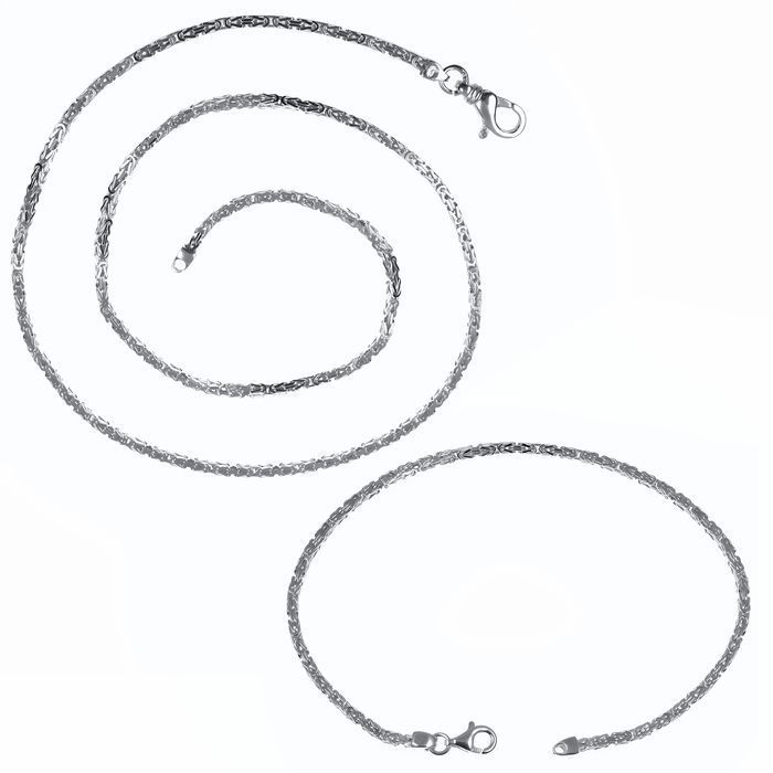Srebrny komplet królewski 2mm bizantyjski 21cm 60cm BIZ050K_21_60