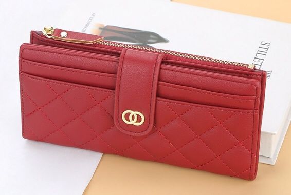 Жіночий гаманець шкіряний довгий червоний чорний женский кошелек