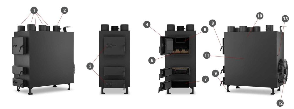 Piec nadmuchowy PN5 z nadmuchem dmuchawa HIGHER o mocy 50 kW
