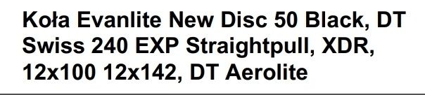 Koła karbonowe evanlite dt240