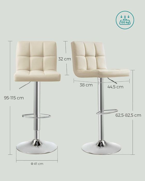 крісло барне SONGMICS LJB064K03 Набір барних стільців з 2 шт