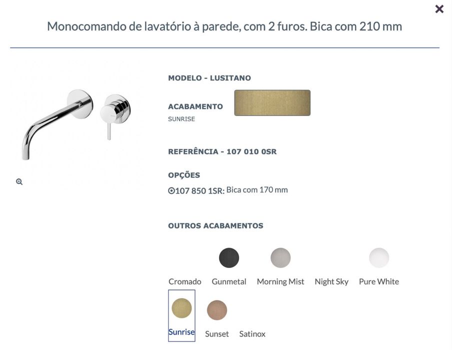 Bica de parede bruma sunrise
