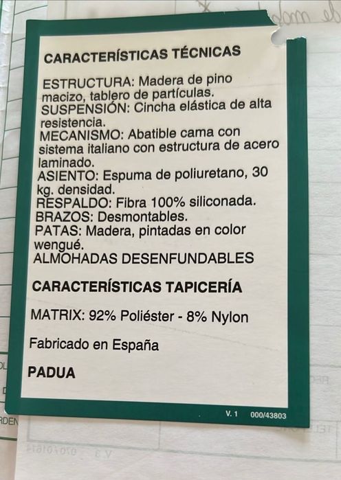 Sofá-cama de 3 lugares Padua 205 cm El Corte Inglês Novíssimo estado