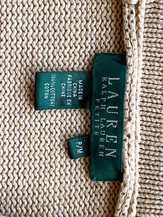 бежевий кардиган lauren ralph lauren зі шкіряною вставкою