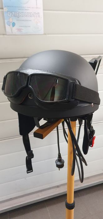 Kask orzeszek gogle czarny mat