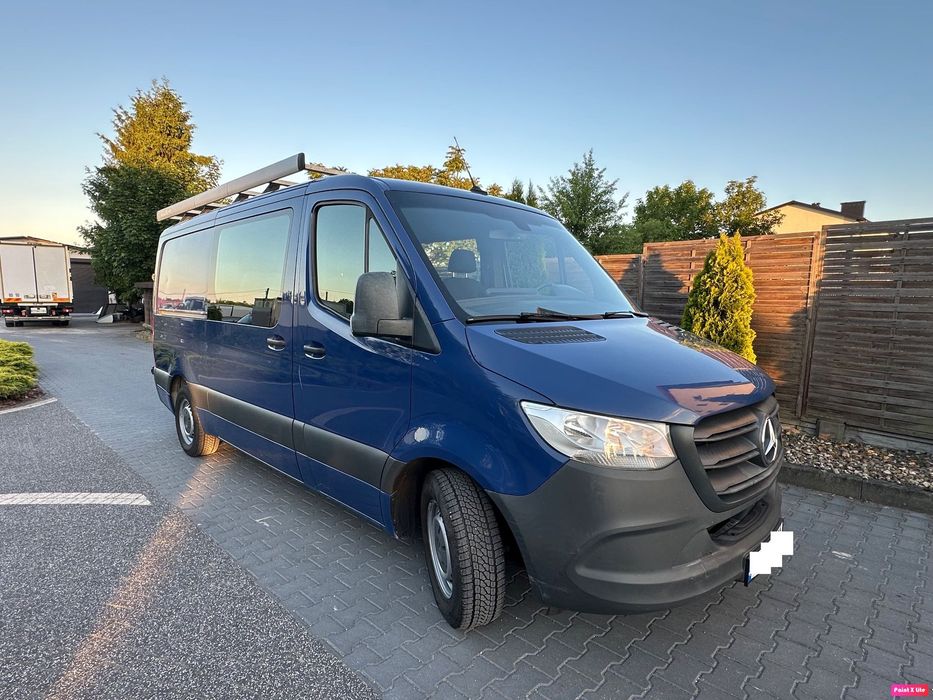 Mercedes-Benz Sprinter 317 2020 / 2021 Rok Brygadówka 7 osób  Salon PL , Serwisowany , 7 osób , 7 miejsc , Doda , Brygadowy , hak
