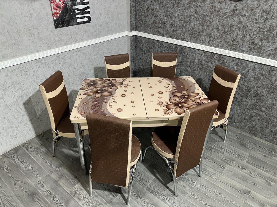 Столи на кухню, скло, малюнок 3d, ціна за комплект