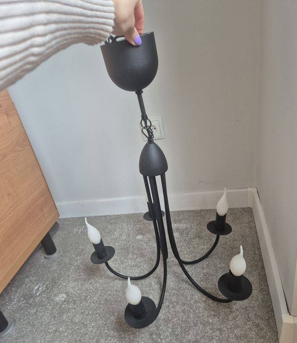 Żyrandol lampa sufitowa świecznik czarna