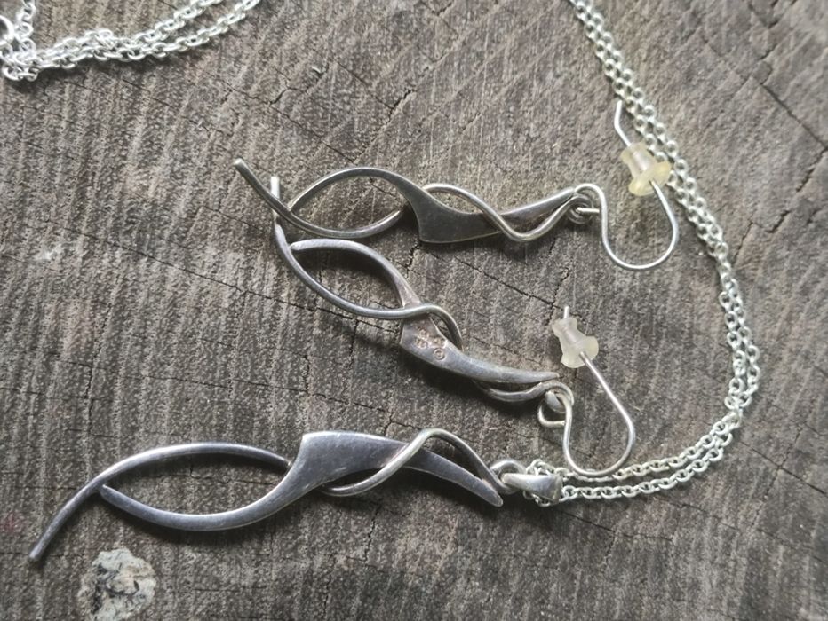 Srebrne  kolczyki,wisiorek Kit Heat Beaverbrooks. Vintage