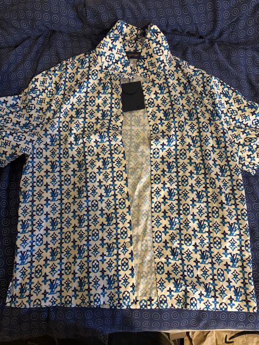 Koszula Louis Vuitton JEDWAB 100% krótki rękaw monogram shirt silk pure