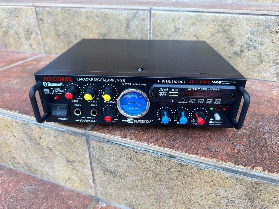 Підсилювач звуку для колонок. Підсилювач автомобільний 2x150W  12V 220V Bluetooth Караоке.‼️