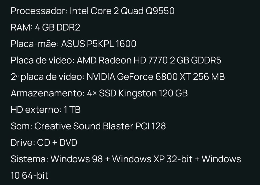 PC Retro Gaming Completo + Monitor Samsung + Cooler Pad