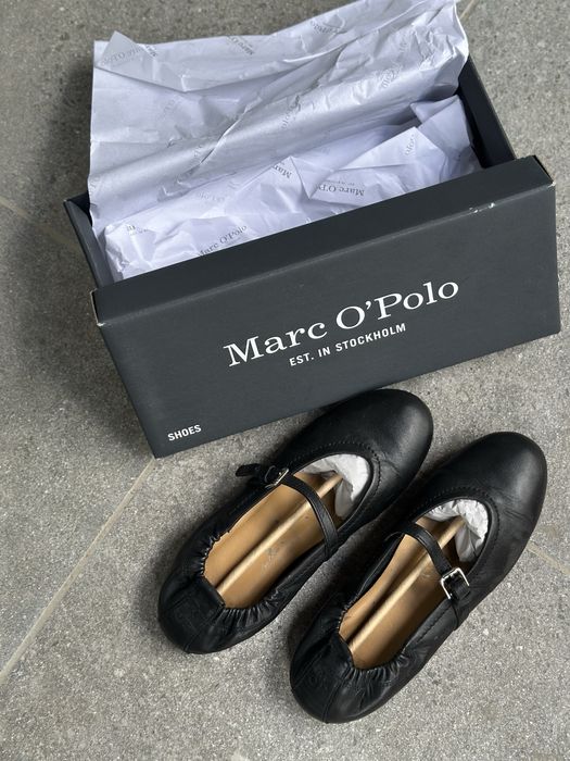 Marco polo baleriny skórzane 38 damskie czarne klasyczne