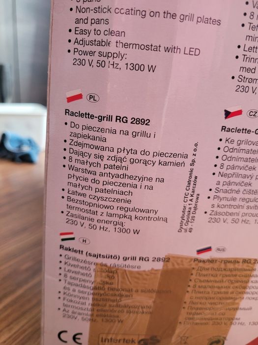 Grill elektryczny Raclette Clatronic