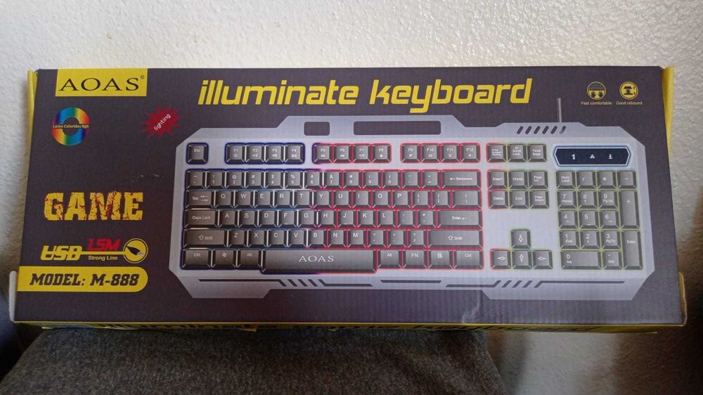 Teclado com fio botões retroiluminados RGB - Novo!!64740314492290123