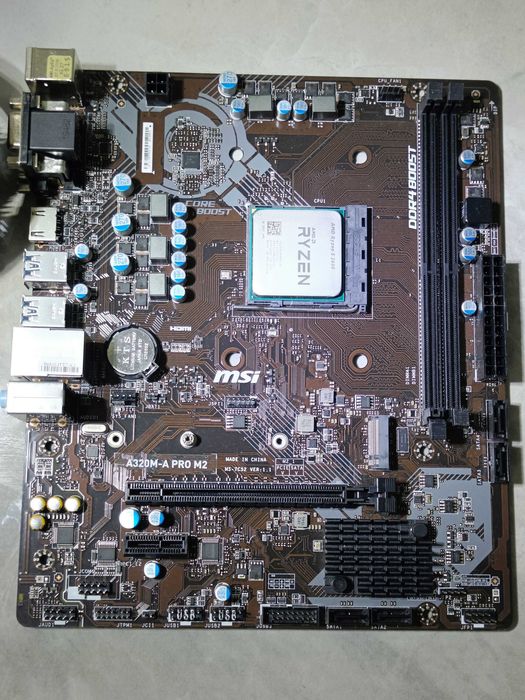 Ігровий комплект AMD MSI A320M-A PRO + RYZEN 5 2600 6 ядер 3.9Gz sAM4