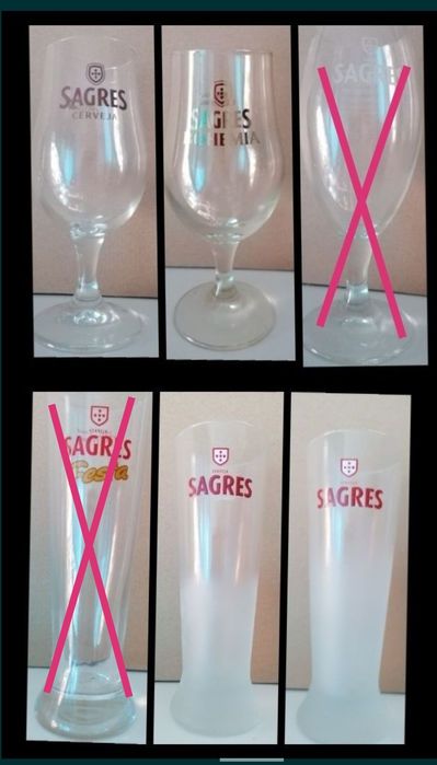 Copos e canecas cerveja Sagres, Super Bock, Tagus, Marina, Lusitana