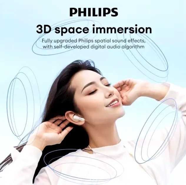 Навушники Philips TAT1199 для музики (TWS, ANC, 24 години, Bluetooth 5.4) (білі та чорні)