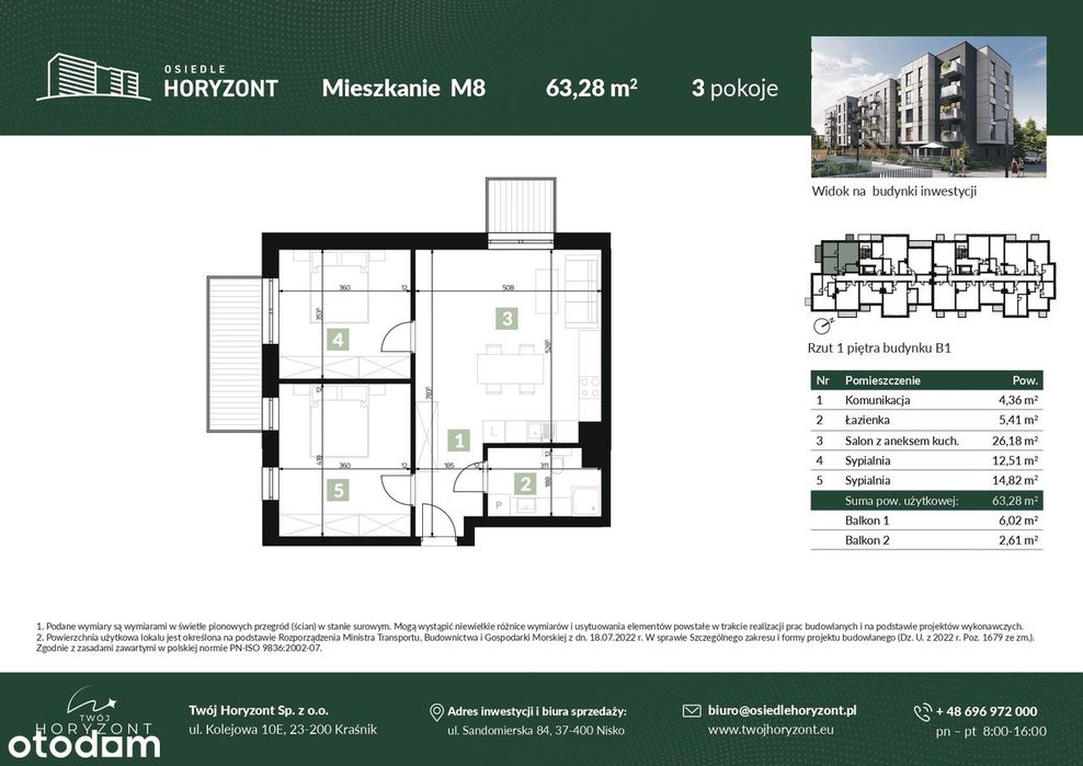 Nisko ul. Sandomierska: 3 pokoje 63,28 m² z 2 balkonami | Horyzont
