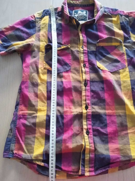 koszula męska z krótkim rękawem, w kratę, rozm. M